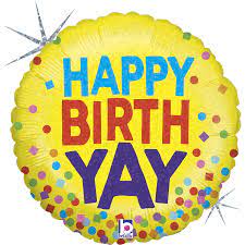 Happy Birthday Yay Holo 18" - (Single Pack). 36855 - FestiUSA