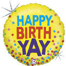 Happy Birthday Yay Holo 18" - (Single Pack). 36855 - FestiUSA