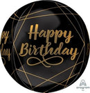 Happy Elegant Bday Black Orbz 15" - (Single Pack). 4110201 - FestiUSA