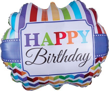 HBD Bright Stripe & Chevron 25" x 22" - (Single Pack). 3084801 - FestiUSA