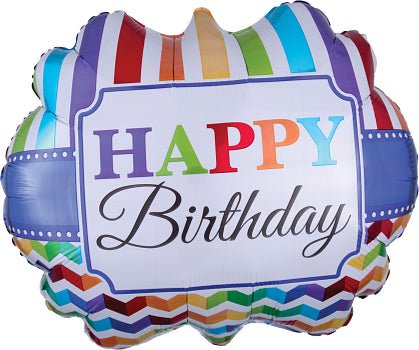 HBD Bright Stripe & Chevron 25" x 22" - (Single Pack). 3084801 - FestiUSA