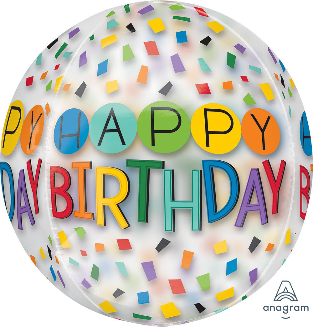 HBD Rainbow Orbz 15" - (Single Pack). 3516801 - FestiUSA