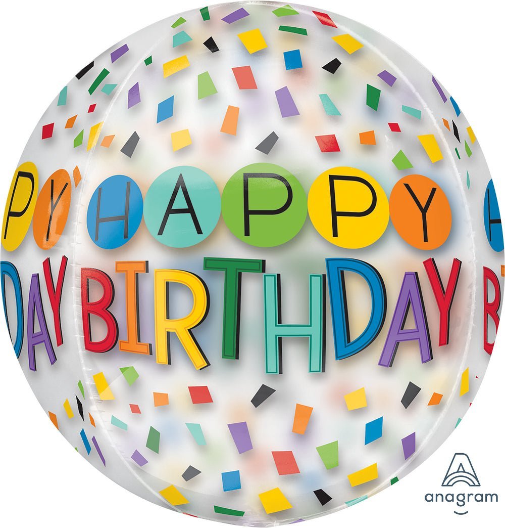 HBD Rainbow Orbz 15" - (Single Pack). 3516801 - FestiUSA