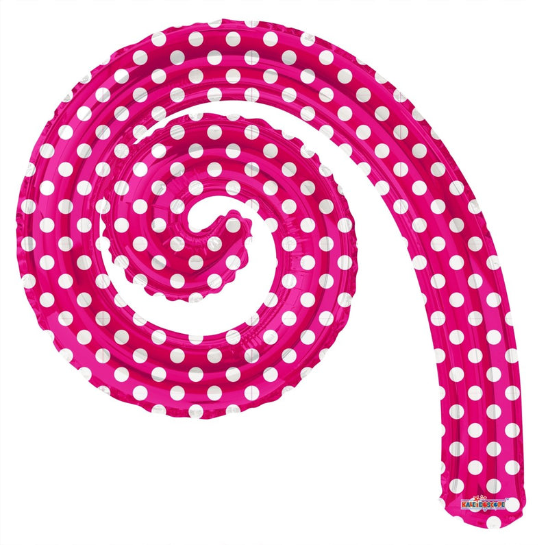 Kurly Spiral Hot Pink Dots 14" (Flat). 15041-DCF - FestiUSA
