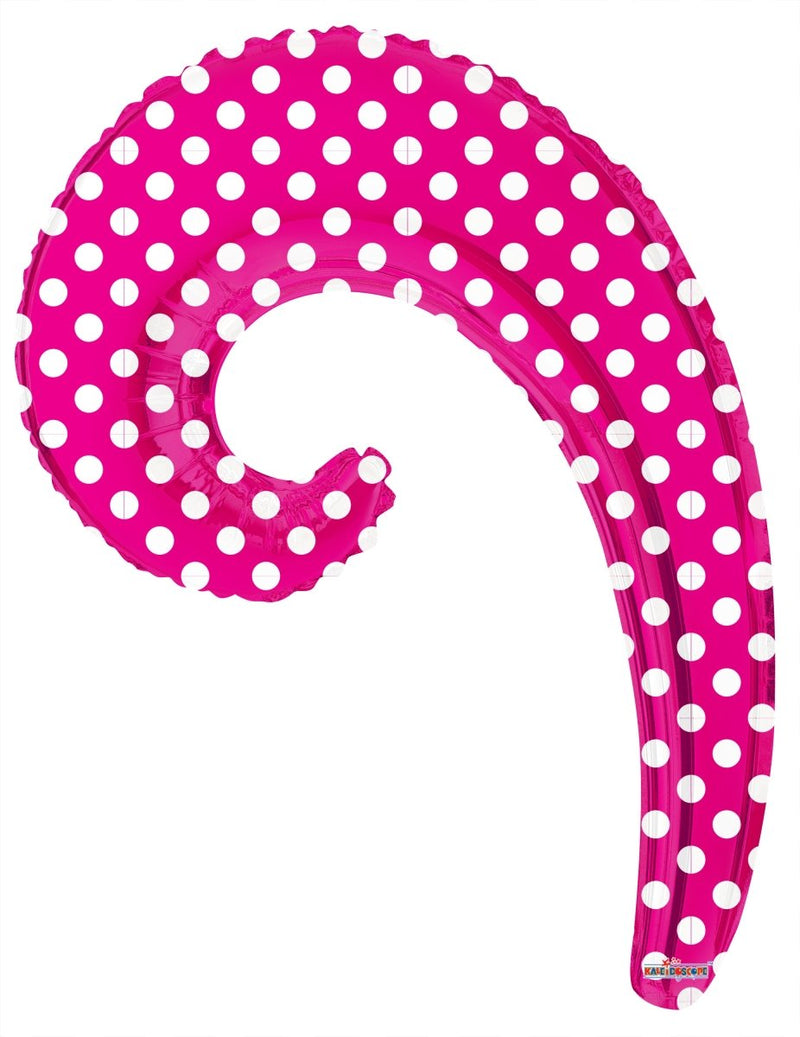 Kurly Wave Hot Pink Dots 14" (Flat). 15037-DCF - FestiUSA