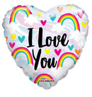 Love You Heart Rainbow 18" - (Single Pack). 15990-18 - FestiUSA