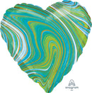 Marblez Blue Green Heart 17" - (Flat). 4209502 - FestiUSA