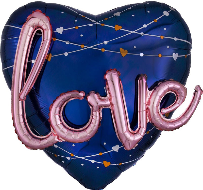 Navy Wedding MultiBalloon (Love) 36" - (Single Pack). 3972301 - FestiUSA