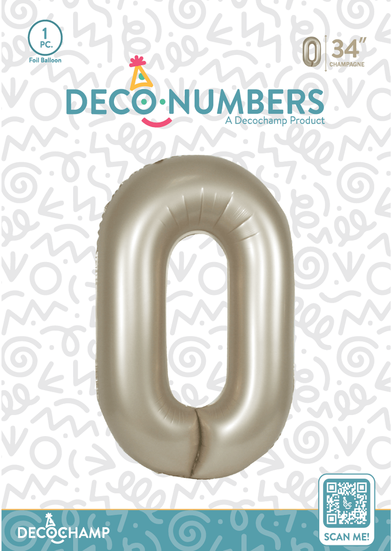 Number 0 Champagne Foil Balloon 34" (Single Pack) DECONUMBER - FestiUSA