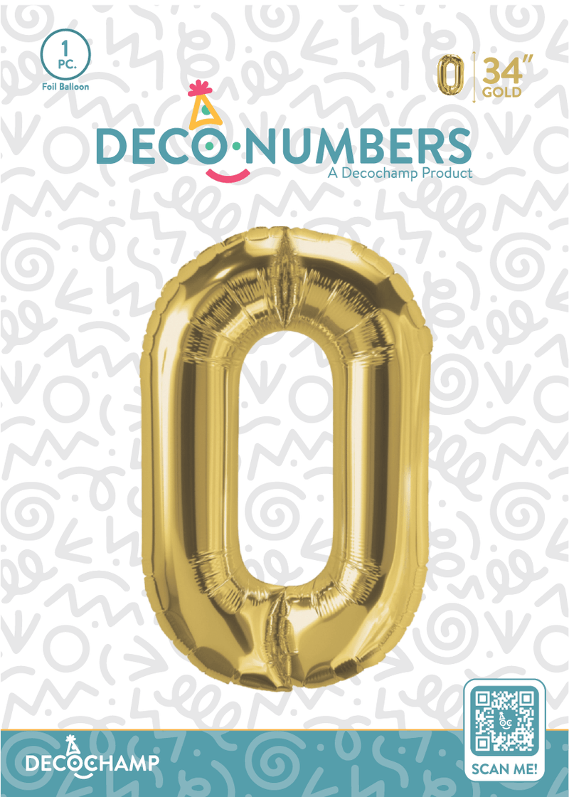 Number 0 Gold Foil Balloon 34" (Single Pack) DECONUMBER - FestiUSA