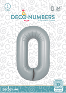 Number 0 Grey Foil Balloon 34" (Single Pack) DECONUMBER - FestiUSA