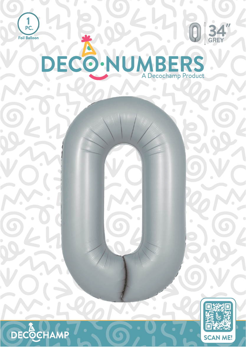 Number 0 Grey Foil Balloon 34" (Single Pack) DECONUMBER - FestiUSA