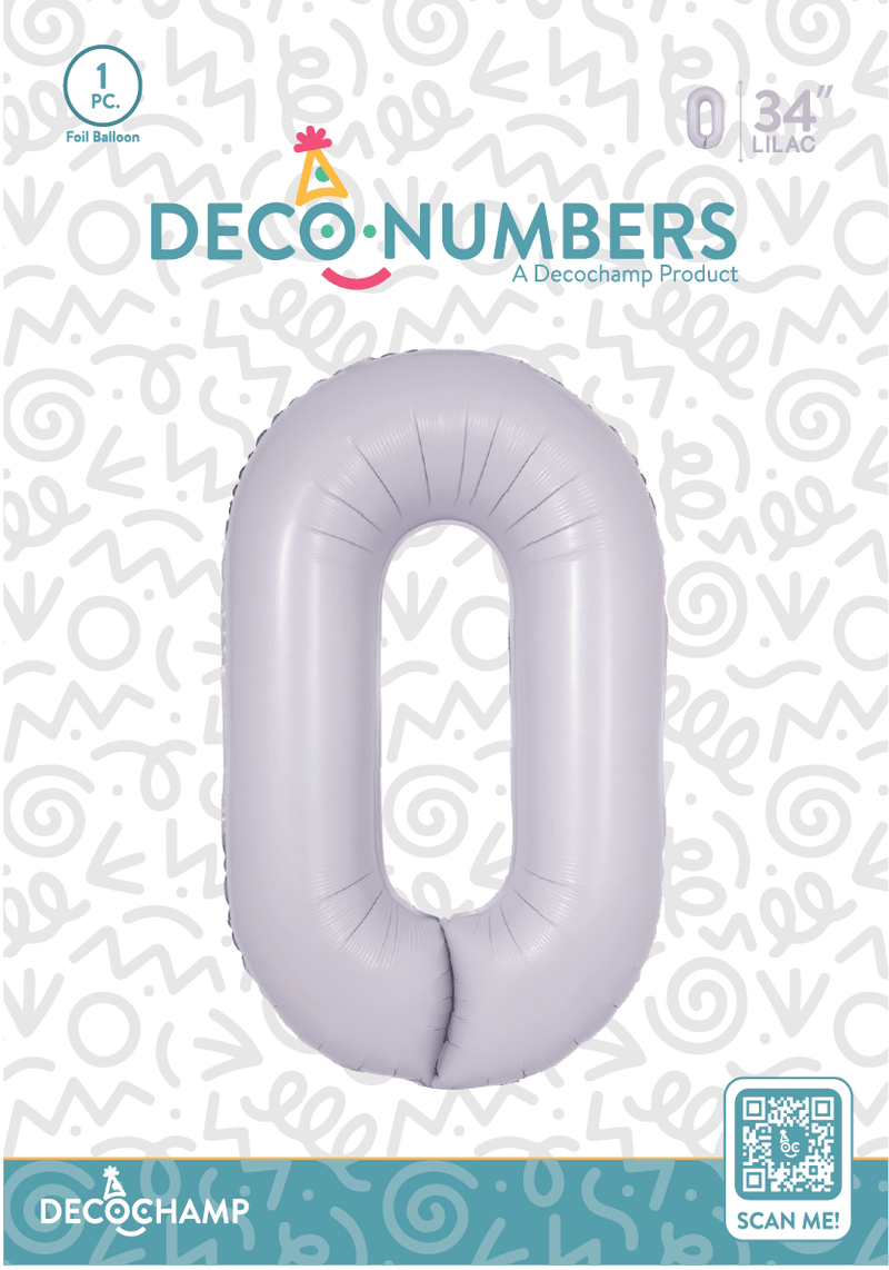 Number 0 Lilac Foil Balloon 34" (Single Pack) DECONUMBER - FestiUSA