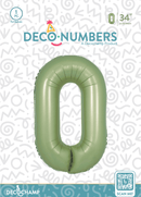Number 0 Olive Green Foil Balloon 34" (Single Pack) DECONUMBER - FestiUSA