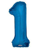 Number 1 Blue Foil Balloon 34" in each. 19663-34 - FestiUSA