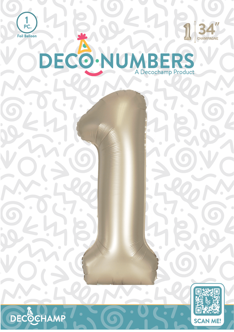 Number 1 Champagne Foil Balloon 34" (Single Pack) DECONUMBER - FestiUSA
