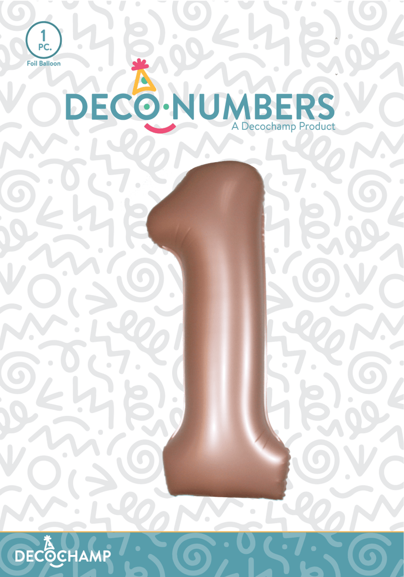 Number 1 Dusty Rose Foil Balloon 34" (Single Pack) DECONUMBER - FestiUSA