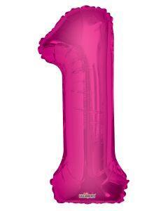 Number 1 Hot Pink Foil Balloon 14" in each. 35028-14 - FestiUSA