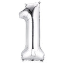 Number 1 Silver Foil Balloon 14" in each. 35008-14 - FestiUSA