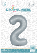Number 2 Grey Foil Balloon 34" (Single Pack) DECONUMBER - FestiUSA
