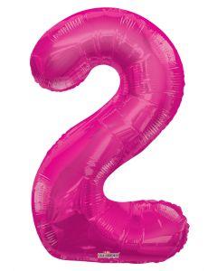 Number 2 Hot Pink Foil Balloon 14" in each. 35029-14 - FestiUSA
