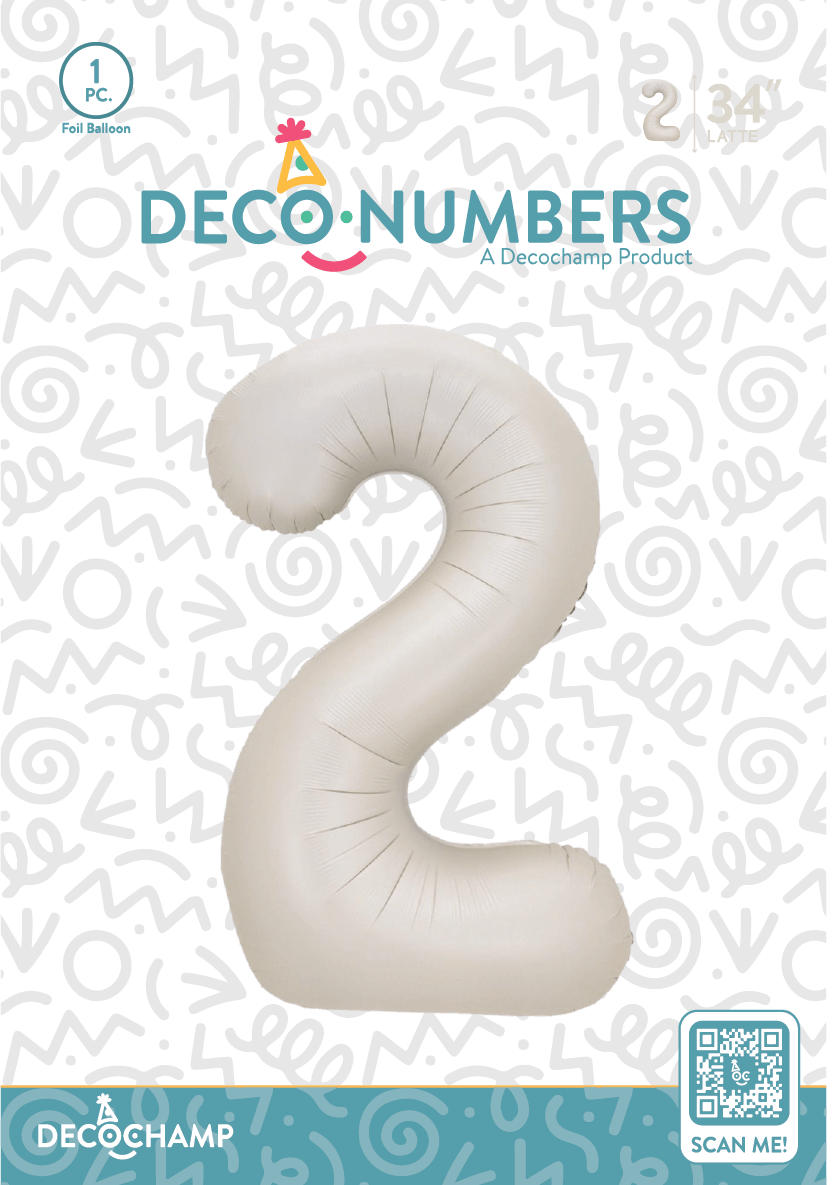 Number 2 Latte Foil Balloon 34" (Single Pack) DECONUMBER - FestiUSA