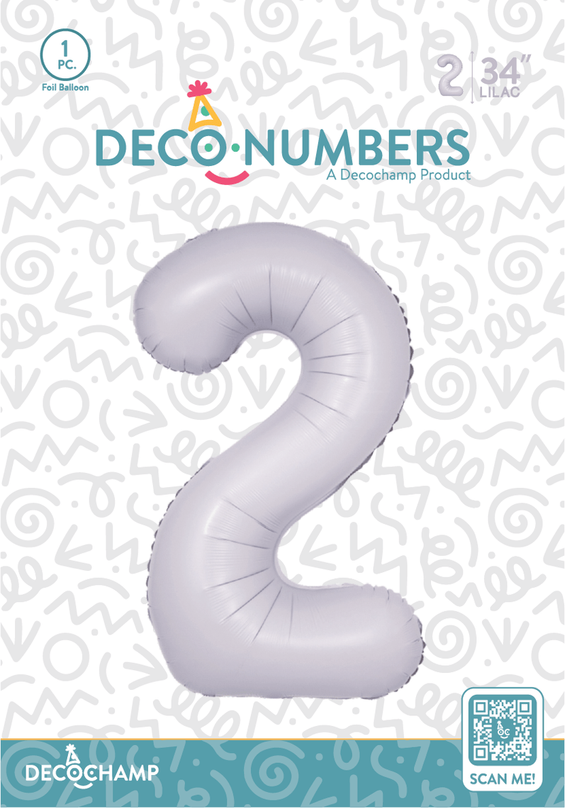 Number 2 Lilac Foil Balloon 34" (Single Pack) DECONUMBER - FestiUSA