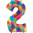 Number 2 Rainbow Splash Foil Balloon 34" each. 16375-34 - FestiUSA