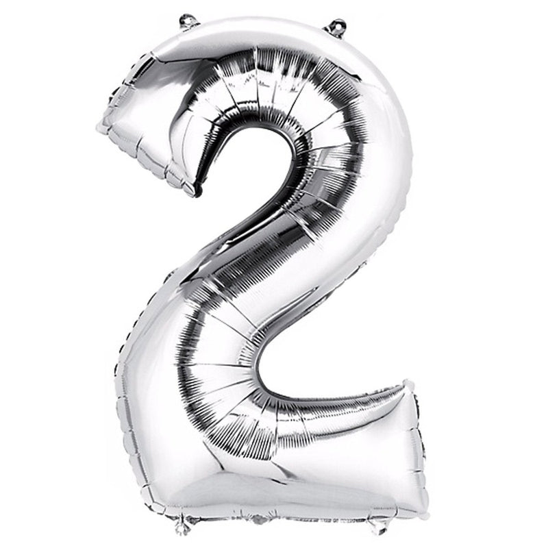 Number 2 Silver Foil Balloon 14" in each. 35009-14 - FestiUSA