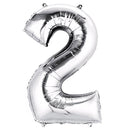 Number 2 Silver Foil Balloon 34" in each. 19644-34 - FestiUSA