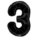 Number 3 Black Foil Balloon 34" each. 19685-34 - FestiUSA