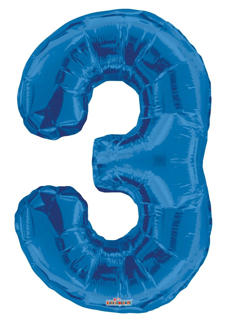 Number 3 Blue Foil Balloon 34". 19665-34 - FestiUSA
