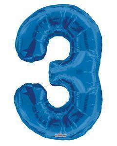 Number 3 Blue Foil Balloon 34" in each. 19665-34 - FestiUSA