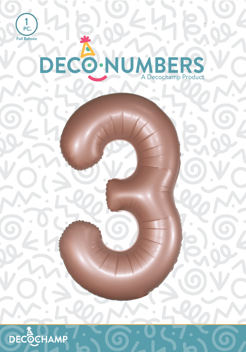 Number 3 Dusty Rose Foil Balloon 34" (Single Pack) DECONUMBER - FestiUSA