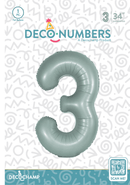 Number 3 Eucalyptus Foil Balloon 34" (Single Pack) DECONUMBER - FestiUSA