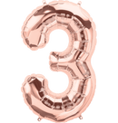 Number 3 Rose Gold Foil Balloon 14" in each. (Flat) 15683-14 - FestiUSA