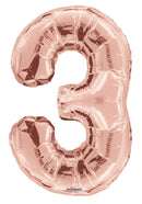 Number 3 Rose Gold Foil Balloon 34" 15643-34 - FestiUSA
