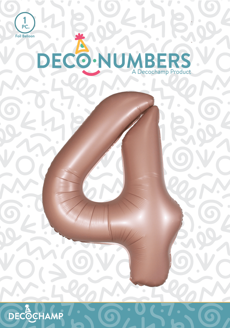 Number 4 Dusty Rose Foil Balloon 34" (Single Pack) DECONUMBER - FestiUSA