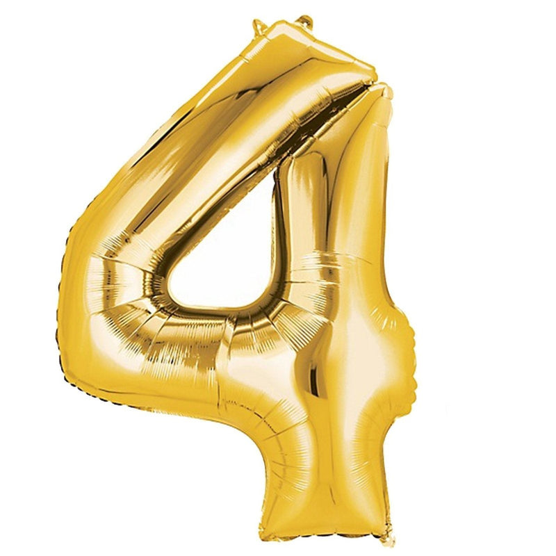 Number 4 Gold Foil Balloon 14" in each. 35061-14 - FestiUSA