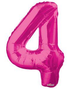 Number 4 Hot Pink Foil Balloon 14" in each. 35031-14 - FestiUSA