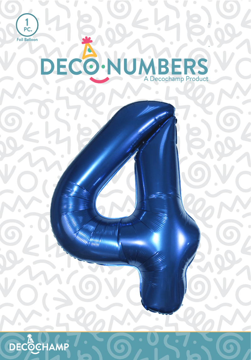 Number 4 Navy Blue Foil Balloon 34" (Single Pack) DECONUMBER - FestiUSA