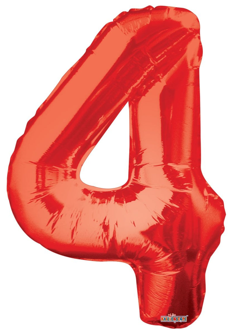 Number 4 Red Foil Balloon 34" in each. 15924-34 - FestiUSA