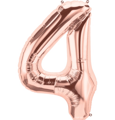 Number 4 Rose Gold Foil Balloon 14" in each. 15684-14 - FestiUSA