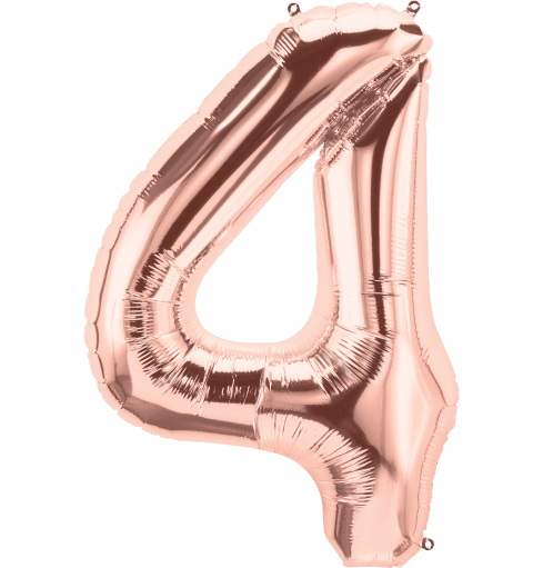 Number 4 Rose Gold Foil Balloon 14" in each. 15684-14 - FestiUSA