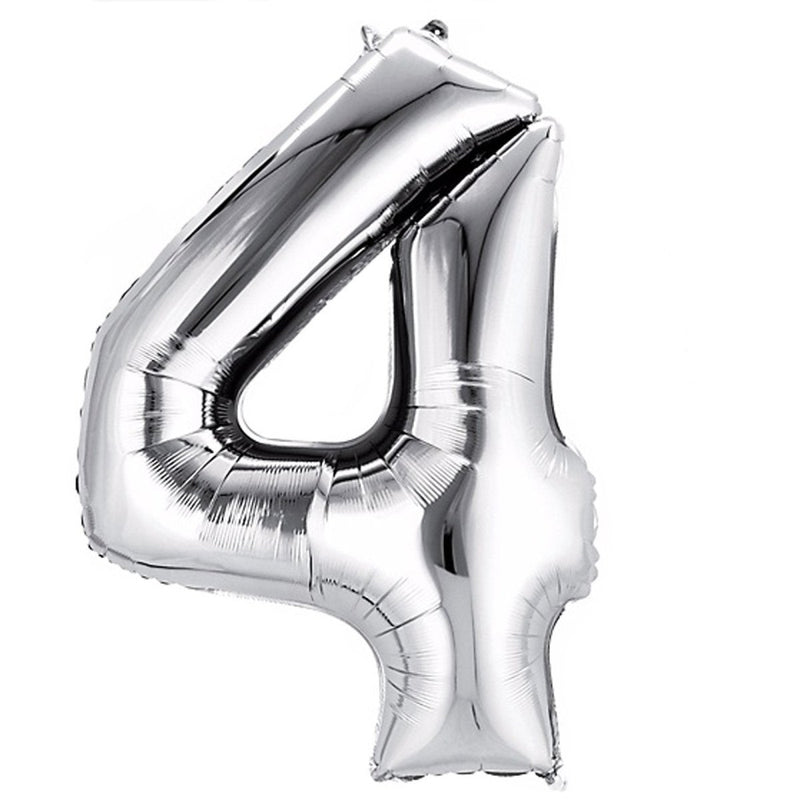 Number 4 Silver Foil Balloon 14" in each. 35011-14 - FestiUSA