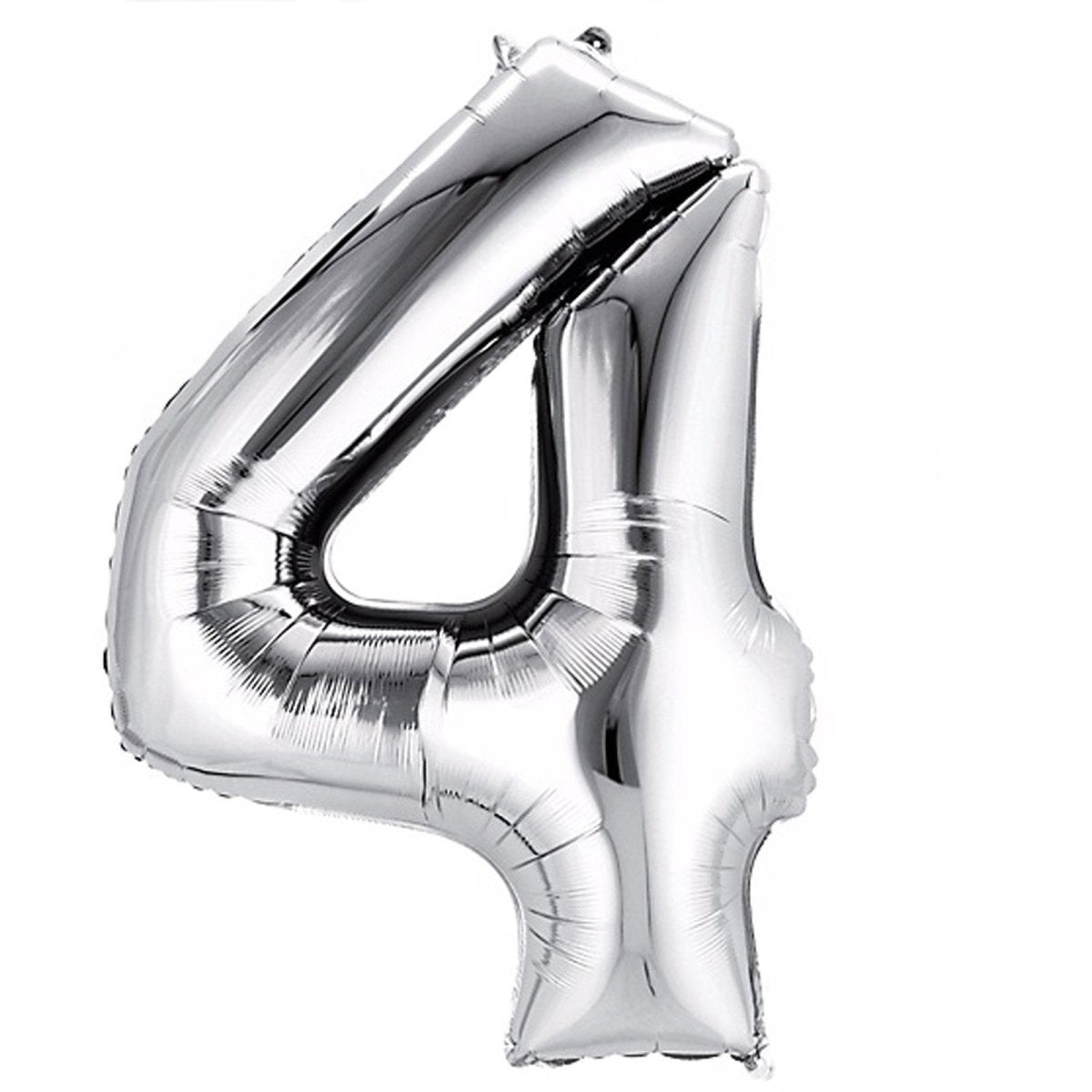 Number 4 Silver Foil Balloon 34" in each. 19646-34 - FestiUSA