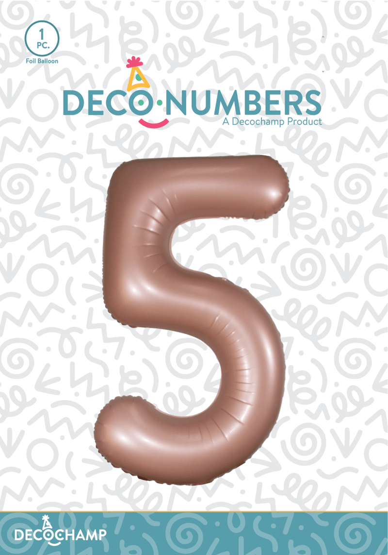 Number 5 Dusty Rose Foil Balloon 34" (Single Pack) DECONUMBER - FestiUSA