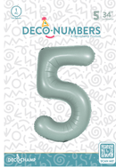 Number 5 Eucalyptus Foil Balloon 34" (Single Pack) DECONUMBER - FestiUSA