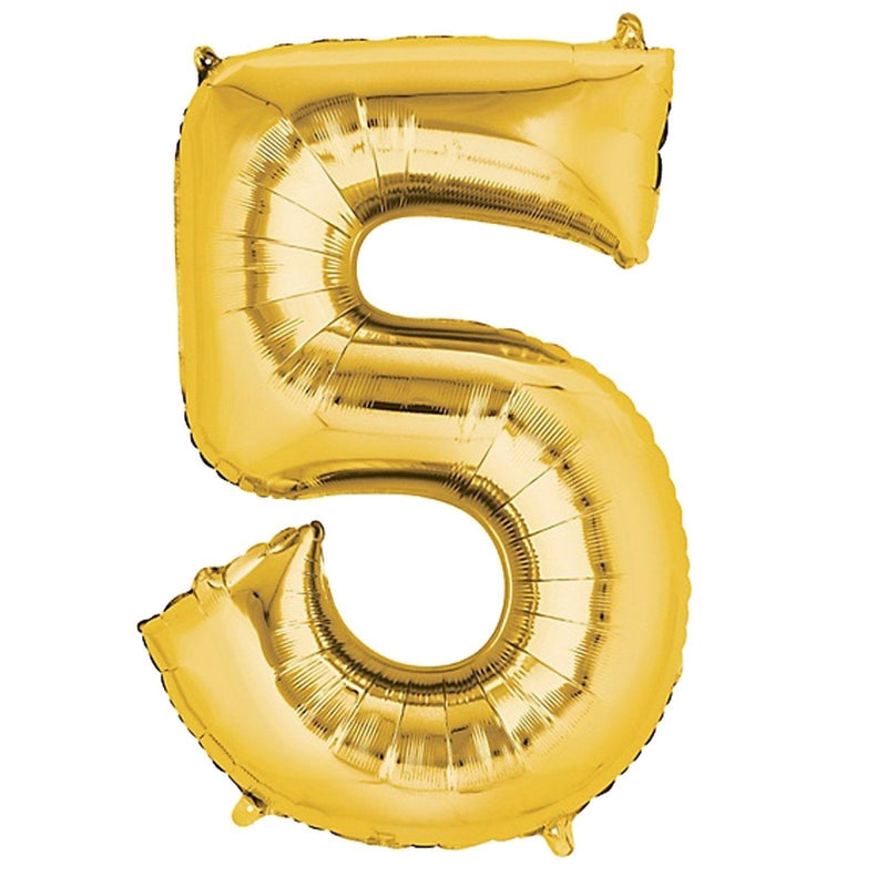 Number 5 Gold Foil Balloon 14" in each. 35062-14 - FestiUSA