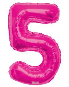 Number 5 Hot Pink Foil Balloon 14" in each. 35032-14 - FestiUSA